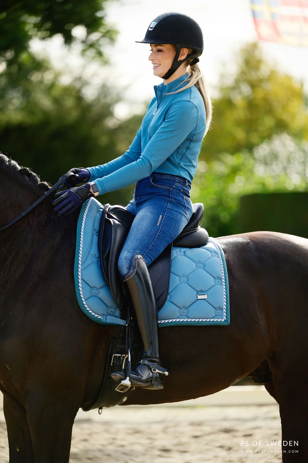 PS Of Sweden Monogram Dressage Saddle Pad Sea 2 PS Of Sweden Monogram Dressage Saddle Pad Sea - Image 2