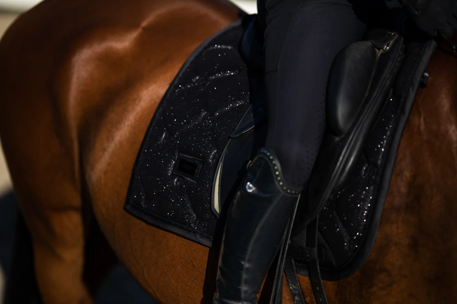 Equestrian Stockholm Dressage Saddle Pad All Black Glimmer 1 Equestrian Stockholm Dressage Saddle Pad All Black Glimmer