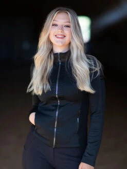 Equestrian Stockholm Fleece Jacket All Black Glimmer -Equestrian Club black glimmer riding jacket ridjacka reitjacke rij jas hov