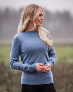 Fager Charlie Cashmere & Merino Wool Sweater Stone Blue