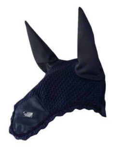 Equestrian Stockholm Padded Ear Bonnet Navy Silver