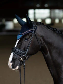 Equestrian Stockholm Padded Ear Bonnet Blue Meadow -Equestrian Club padblue meadow ear net huva fliegenhaube oornetje hov