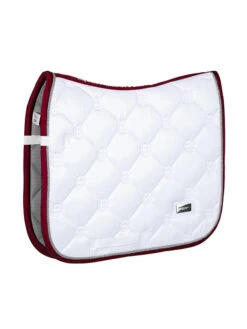 Equestrian Stockholm Dressage Saddle Pad White Perfection Bordeaux -Equestrian Club white bordeaux dressage saddle pad dressyrschabrak dressurschabracke dressuur zadeldekje cob