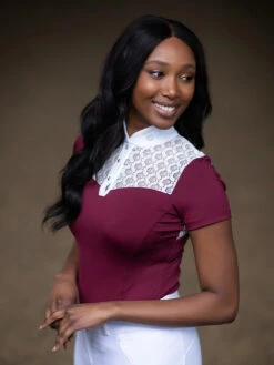 Equestrian Stockholm Crystal Champion Top White Bordeaux