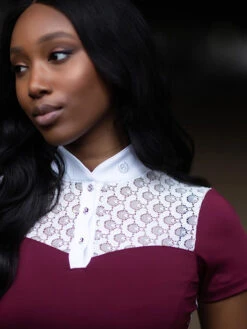 Equestrian Stockholm Crystal Champion Top White Bordeaux -Equestrian Club white bordeaux riding top ridtopp oben reiten top rijden on1